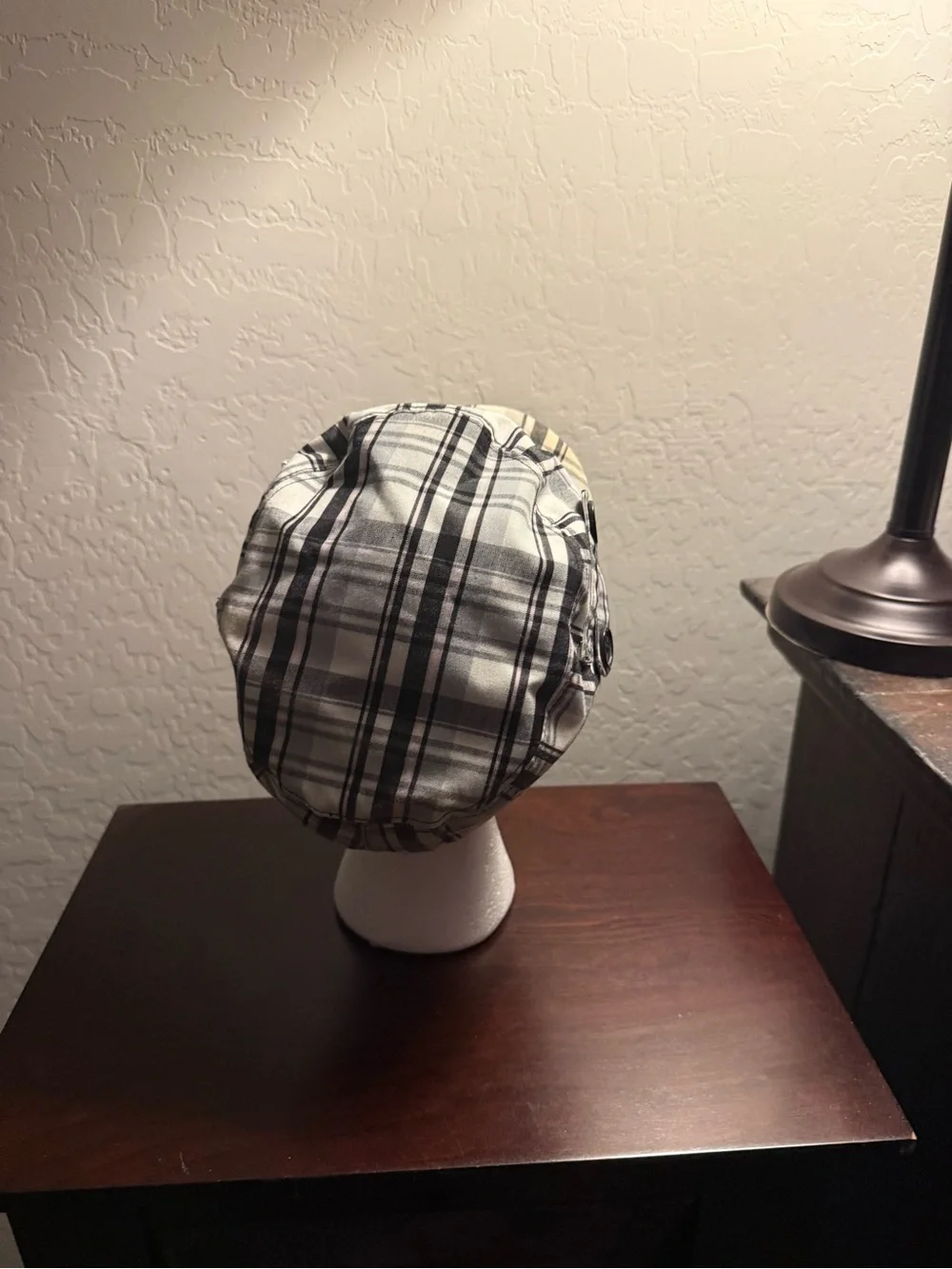 Plaid Newsboy Cap - Black & White